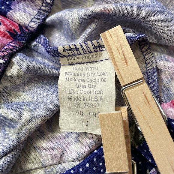 Vintage Pleated Skirt Womens Size 12 Navy Blue Rose Floral A Line Knee Length - Picture 10 of 14